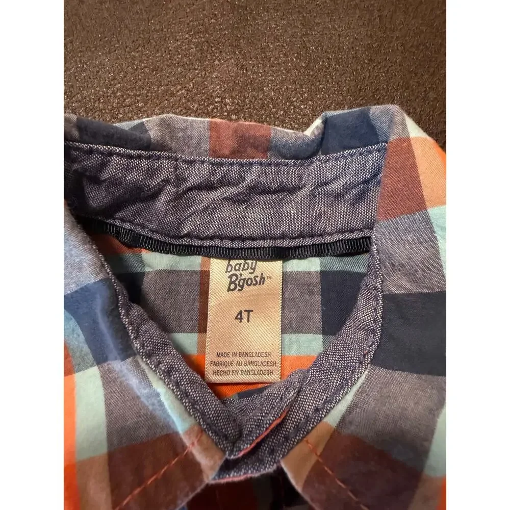 Baby B'Gosh Boys Button Down Long Sleeve Plaid Multicolor Collared Size 4T
